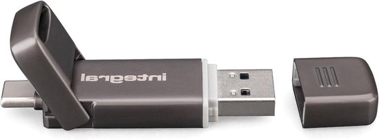 USB Flash Drive - Draagbare Opslag - Bestanden Overzetten - Dubbele Poort Connectiviteit - 256 GB - Grijs