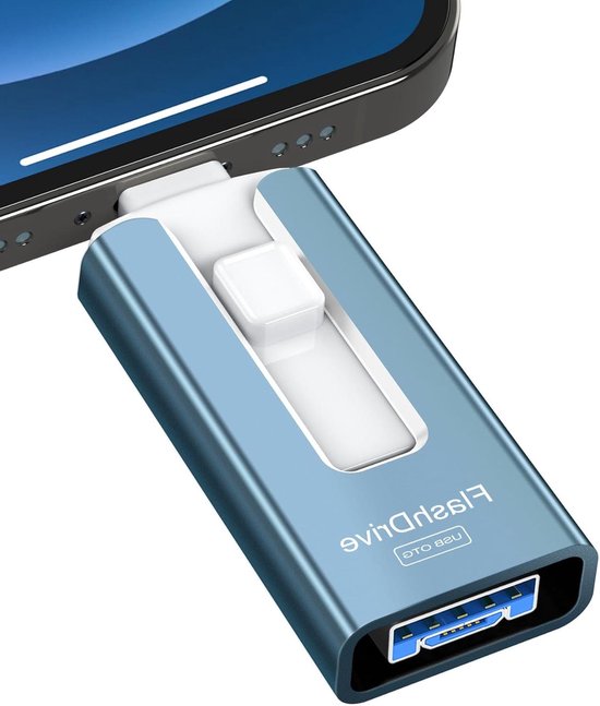 USB Flash Drive - Geheugenstick Telefoon - Foto Opslag - Hoge Snelheid - 256GB - Blauw
