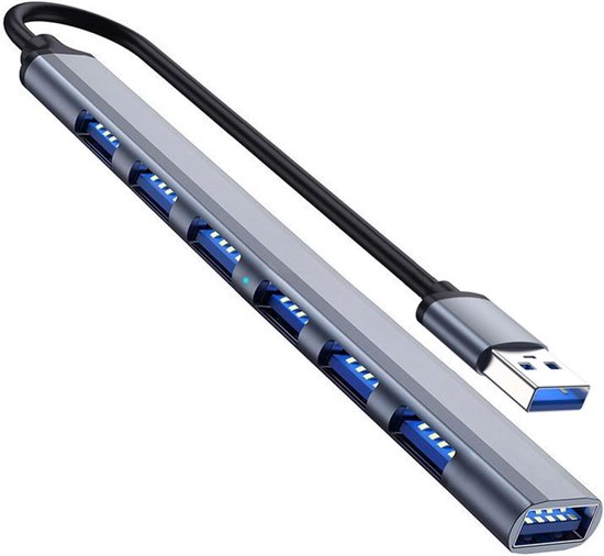 USB Hub - Poorten Uitbreider - Apparaten Koppelen - 7 Gelijktijdige Poorten - 5 Gbps Snelheid - Zilver