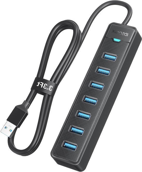 USB Hub - Poorten Uitbreider - Extra Apparaten - Snelle Dataoverdracht - 7 Poorten - Zwart