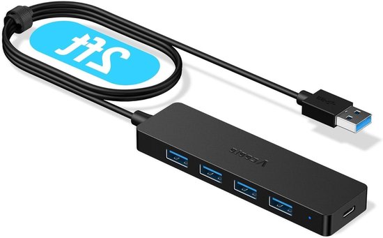 USB Hub - USB Adapter USB Extender - Snelle Data Transfer - 4 Poorten met Type C - 65cm Kabel