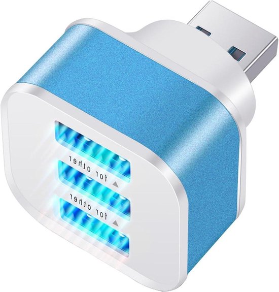 USB Hub - USB Verdeler - Data Overzetten - 3 Poorten - Compact Formaat - Blauw