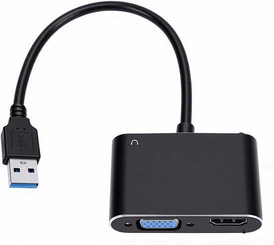 USB naar Dual HD VGA Adapter - USB Adapter 2 Schermen - Werk Efficiënter - Ondersteunt 2 Beeldschermen