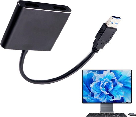 USB naar HD adapter - Display converter - Scherm uitbreiden - Plug and play - 1080p resolutie - Zwart