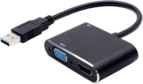 USB naar HD Adapter - Kabel Converter - Scherm Uitbreiden - Plug en Play - 1080P Full HD - Zwart