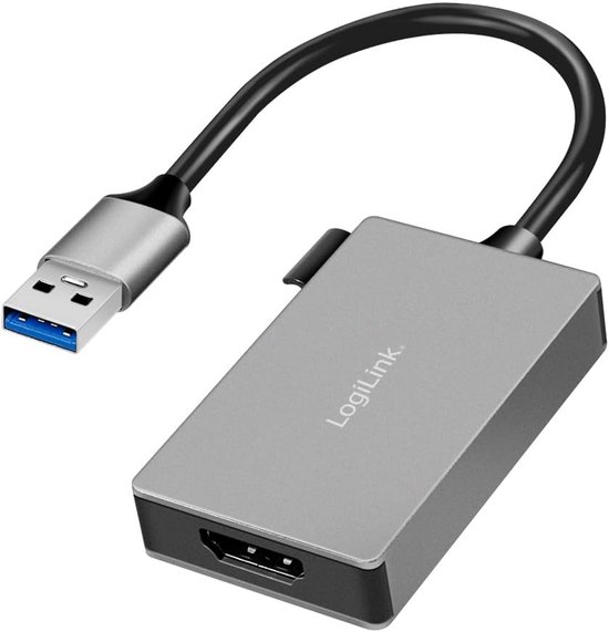 USB naar HDMI Adapter - Externe Videokaart - Extra Scherm Aansluiten - Plug and Play - 015 m - Grijs