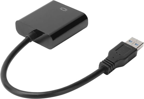 USB naar VGA Adapter - Converter Externe Display - Beeld Uitbreiden - Plug and Play - 5 Gbps - Zwart