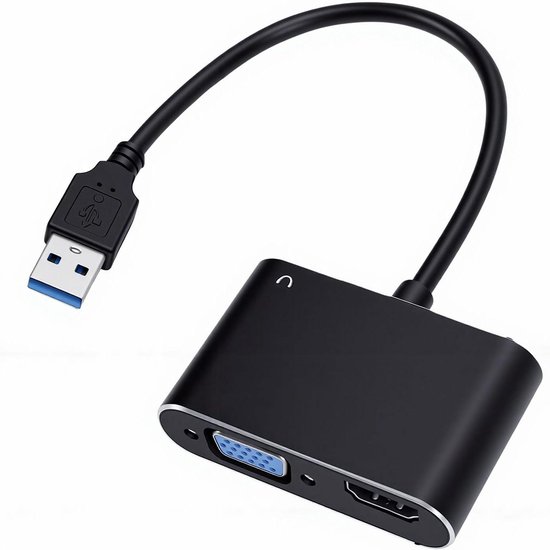 USB naar VGA Adapter - Externe Monitor Adapter - Productiviteit Verhogend - Dual Monitor Ondersteuning - 1920x1080P 60Hz - Zwart