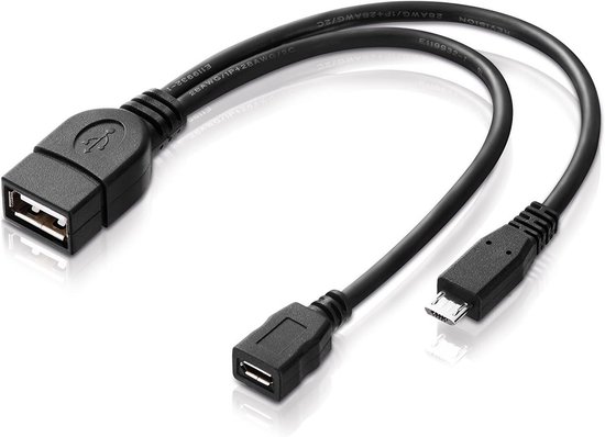 USB OTG Adapterkabel Micro-USB 2.0 met Stroomaansluiting voor Externe Harde Schijven en Apparaten van Merkloos