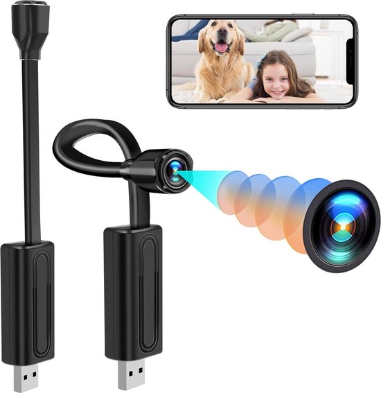 USB WiFi Camera with Motion Detection - Small WiFi Camera for Home Security Surveillance - Remote Vision Support van Merkloos