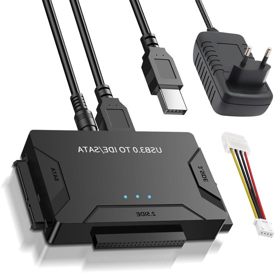 USB3.0 naar IDE/SATA Hard Drive Adapter voor 2.5/3.5 Inch HDD - 5Gbps Converter met SATA Kabel voor Windows 11/10/8/7/XP/Vista