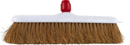 Veger kunststof kokos, blok wit, schroefdop rood 30 cm van VEGER