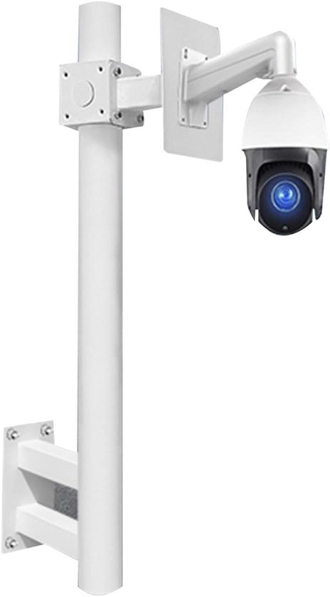Veiligheidscamera Beugel - Paalmontage Houder - Stabiele Camera Montage - Gegalvaniseerd Staal - Lange Arm - Zwart