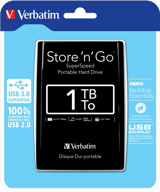 Verbatim Store 'n' Go Ultra Slim - Externe harde schijf - 1 TB van Merkloos