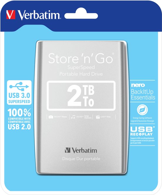Verbatim Store 'n' Go Ultra Slim - Externe harde schijf - 2 TB van Merkloos