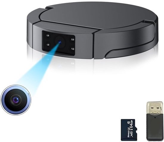 Verborgen Camera - Mini Camera - Beveiliging Thuis - 64GB Geheugen - Full HD 1080p - Zwart