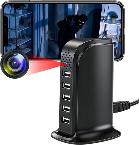 Verborgen Camera - Mini Camera - Huis Beveiligen - Bewegingsdetectie Alarm - 1080p HD - Zwart