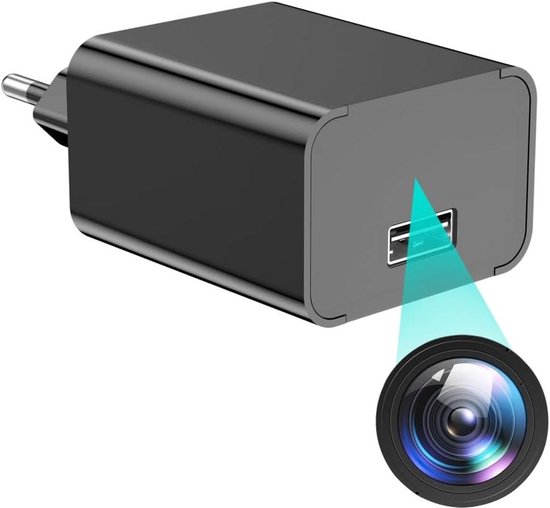Verborgen Camera - Oplaad Camera - Beveiliging Thuis - Nachtzicht Bewegingsdetectie - 64GB Opslag - Zwart