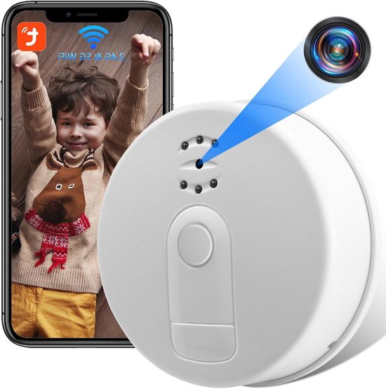Verborgen Camera - Rookmelder Camera - Huis Beveiliging - Nachtzicht Bewegingsdetectie - 1080p HD - Wit