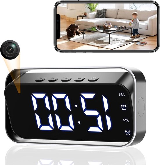 Verborgen Camera - Spionage Camera Mini - Huis Beveiliging - Nachtzicht Bewegingsdetectie - 4K HD - Zwart