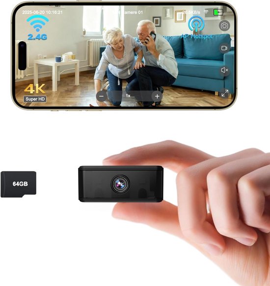 Verborgen Camera - Spy Cam - Compacte Mini Camera - Beveiliginscamera - Veiligheidsmonitor van Merkloos