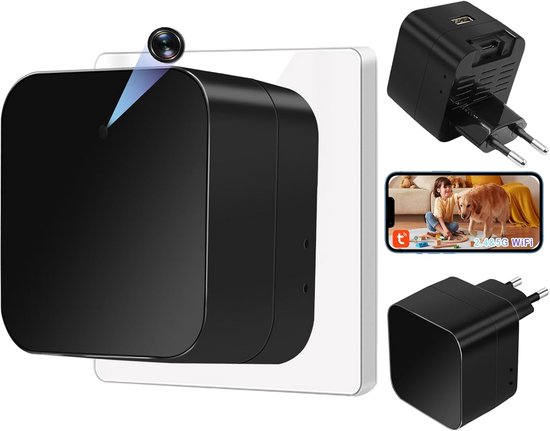 Verborgen Spy Camera in USB Oplader - 1080p HD WiFi Beveiligingscamera met Bewegingsdetectie van Merkloos