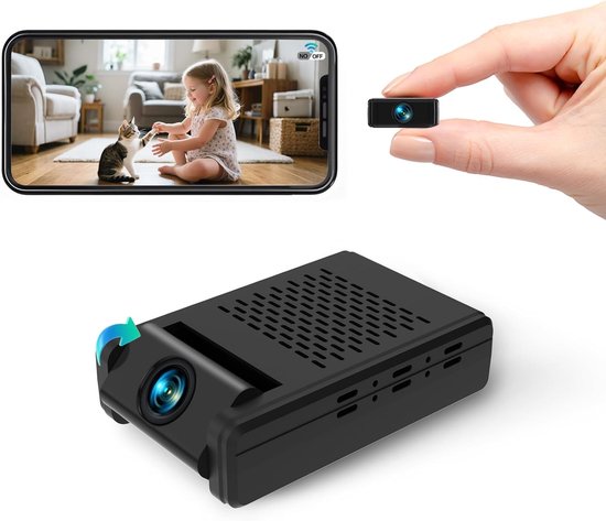 Verborgen Video Camera's - Mini Beveiligingscamera - Draadloze Nanny Cam met Cloud Opslag - 180° Draaibare Lens - Bewegingsdetectie - WiFi/Offline Opname - Slechts 0.5inch van Merkloos