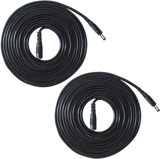 Verlengkabel 3,5 mm x 1,35 mm Man naar Vrouwelijke DC Connector voor Draadloze IP-camera - 2 Stuks 2m Zwart van Merkloos