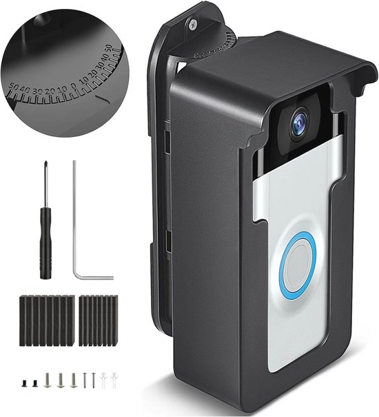 Verstelbare Video-Deurbelhouder voor Buiten, 45-135 Graden, Compatibel met Diverse Video Deurbellen, Anti-Diefstal Bevestiging van Merkloos