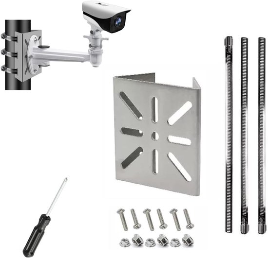 Verticale Mast Houder - Universele Camera Beugel - Bewakingscamera Montage - Robuuste Stangbevestiging - 24.6 x 14.3 x 4.9 cm van Merkloos