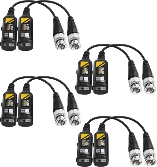 Video Balun Connectoren - CCTV Adapters - Camera Beveiliging - 8MP HD Transmissie - 400M Bereik - Zwart van Merkloos