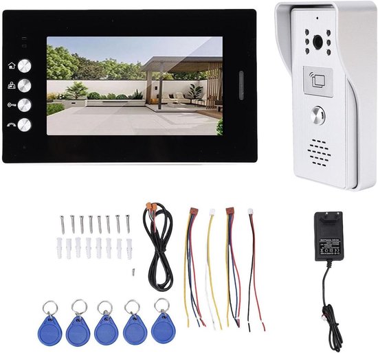 Video Deur Intercom - Buiten Camera - Beveiliging Thuis - Infrarood Nachtzicht - 7 Inch Scherm - Zilver