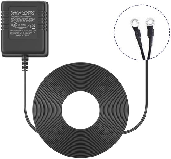 Video deurbel adapter - 5 Meter - Voeding deurbel - Stroom adapter deurbel - 230v-18v - AC230V, 50Hz , 500mA - Voedingsadapter voor deurbel - Universeel transformator - transformator voor deurbel - Geschikt voor o.a. Eufy en Ring