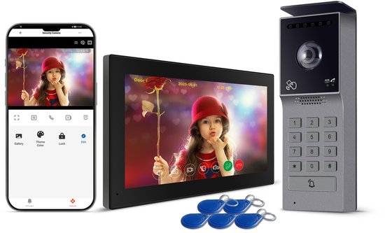 Video Deurbel Bedraad 2-draads - 7 Inch Touchscreen - 1080p HD Camera - Wifi Verbinding - Bidirectionele Audio - Voor Thuisbeveiliging