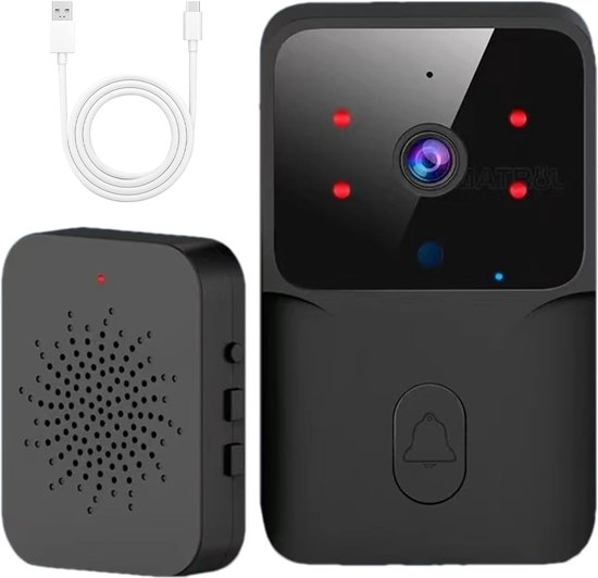 Video Deurbel - Draadloze Camera - Thuisbeveiliging - Wi-Fi Integratie - 8.5x5.3x2.4cm - Zwart