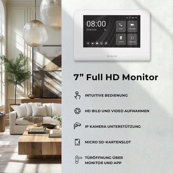 Video Deurbel Inbouw - 2-Draads Systeem - 2 x 7 Inch Full HD Monitor - Bedraad - Voor 1 Gezinshuis