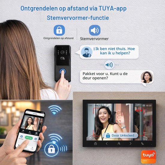 Video Deurbel Intercom - 10 Inch Scherm Bedraad - Full HD Camera - Toegangscontrole NFC RFID - Voor Woning Appartement Bedrijf