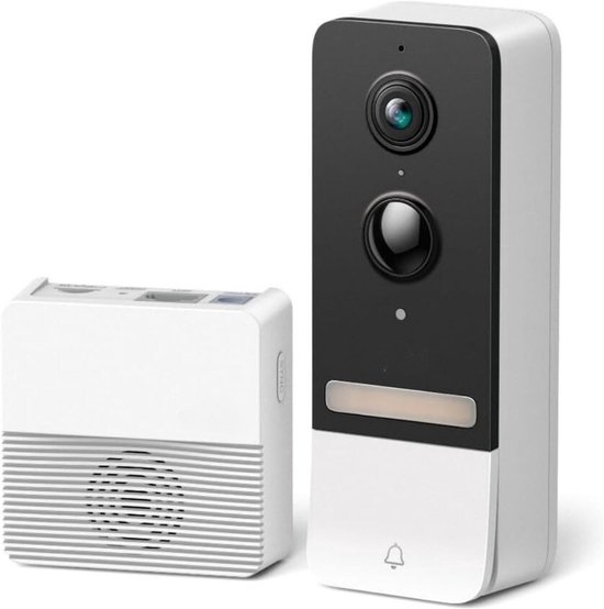 Video Deurbel Met Camera - Draadloze Slimme Deurbel Zonder Abonnement - Videodeurbel Met Batterij, Chime en Gong - Wit
