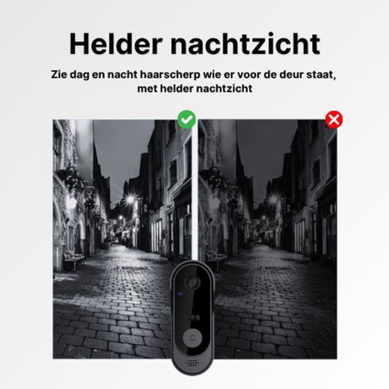 Video Deurbel Met Camera | Slimme Draadloze Video Deurbel Met Camera | Draadloze Deurbel met Accu | IP65 Waterdicht | Incl bevestigingsset | Met 64GB Kaart