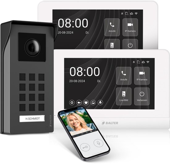 Video Deurbel Opbouwdeurbel Met Camera - 2 Draden Bedraad - 7 Inch Full HD Monitor - Elektrisch Met Snoer - Voor Veiligheid Buitenshuis