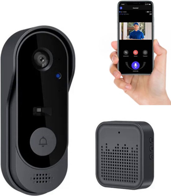 Video Deurbel - Video Deurbellen met Camera - Wifi met App - Draadloos op Accu - Full HD 1080P - Nachtzicht - Inclusief Draadloze Chime/Gong - Waterdicht - Cloudopslag - Zwart - Ring Deurbel van Ring