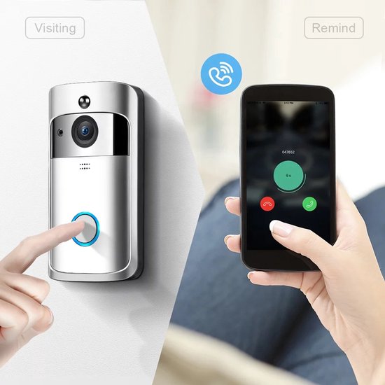 Video deurbel. Video V5 - deurbel met camera – Handleiding – Draadloze deurbel met camera – inclusief gong + 3 oplaadbare batterijen