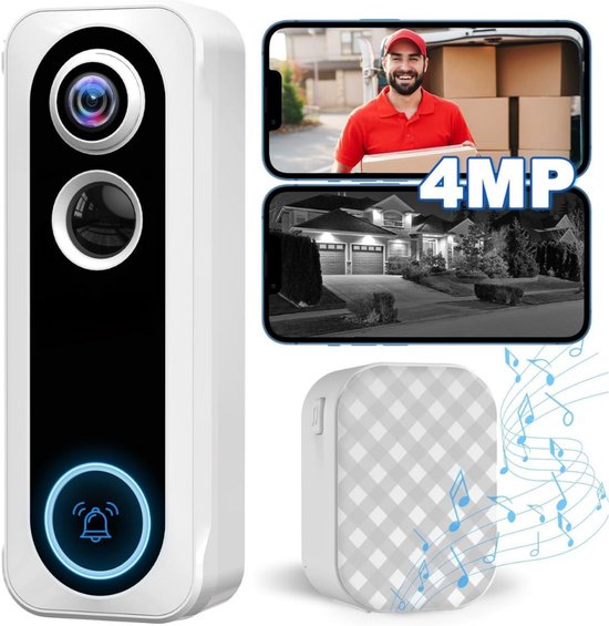 Video deurbel zonder abonnement - Deurbel met camera - Draadloze video deurbel - Beveiliging woning - Deurbel met app - Slimme deurbel - Geen maandelijkse kosten - Beveiligingscamera - WiFi deurbel - Voor smartphone en tablet van Merkloos