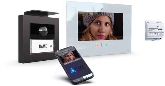 Video Deurbelset 4-Draads Antraciet Wit - 7 Inch Touchscreen Monitor - Aluminium Behuizing - Voor Eengezinswoning