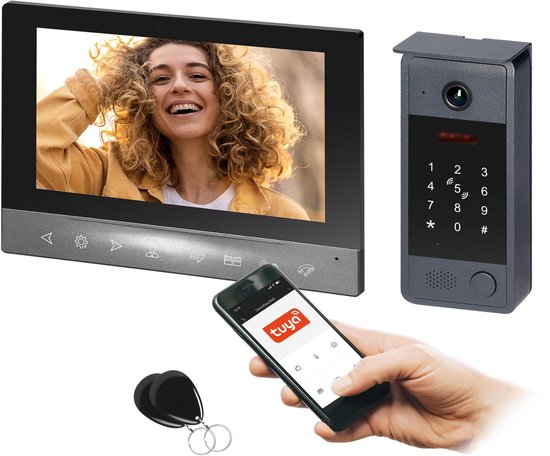 Video Deurbelset 4-draads Full HD 1080p Wifi - 10 Inch Scherm - Aluminium Kunststof - Buitenbeveiliging Intercom