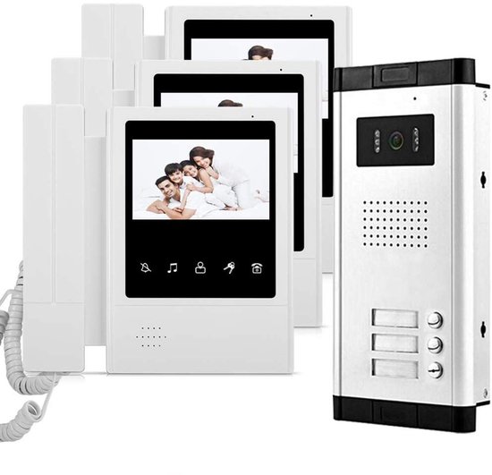 Video Deurbelset 4,3 Inch Bekabeld - 700TVL Nachtzicht - 3 Watt Kunststof Buiten - Intercom Systeem
