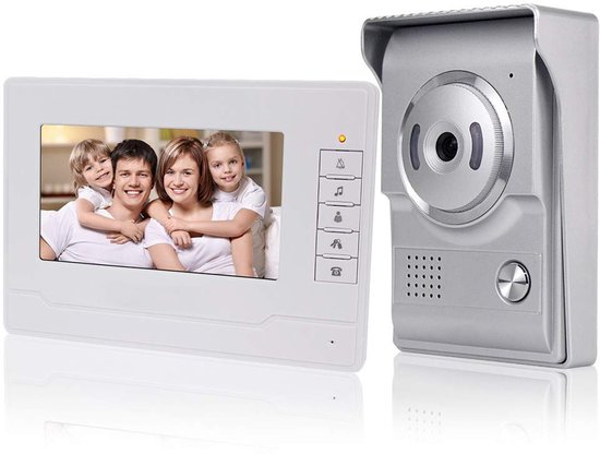 Video Deurbelset 7 Inch Bekabeld - Nachtzicht Voor Buiten - 480p Resolutie - ABS Kunststof - Voor Thuis En Kantoor