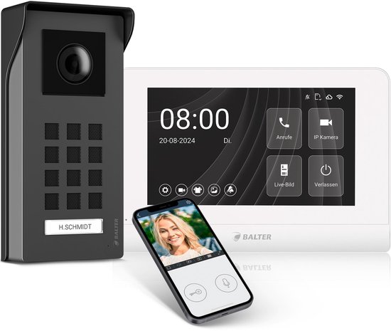 Video Deurbelset 7 Inch Full HD-monitor - 150° Groothoekcamera - Bedraad 2-draads - Voor 1 Familiehuis - Met App Bediening