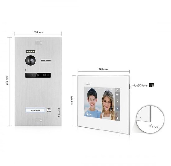 Video Deurbelset 7 Inch Touchscreen - 150° Groothoekcamera - Wifi Verbinding - Aluminium Behuizing - Voor Tweegezinswoningen