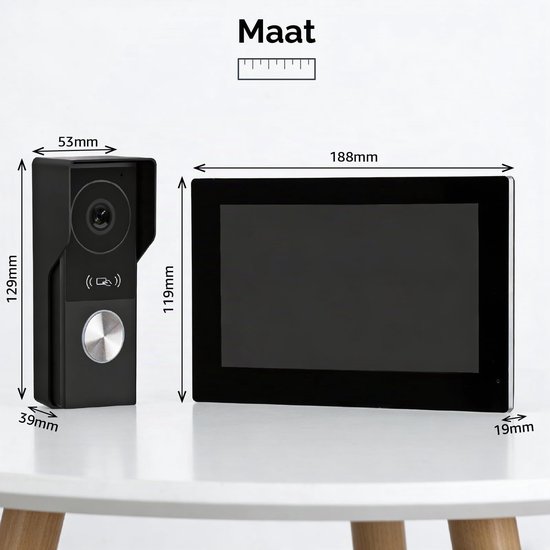 Video Deurbelset 7 Inch Touchscreen - 24V 1080p HD Camera - Met Nachtzicht - Voor Buitenbeveiliging - Intercom Systeem
